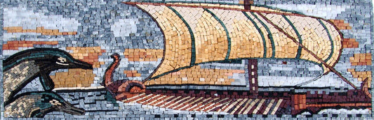 Mosaic Border - Aqua Nautical Art