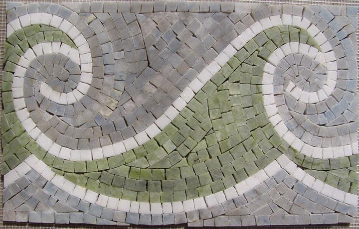 Marble Mosaic Border - Waves of Emerald Green