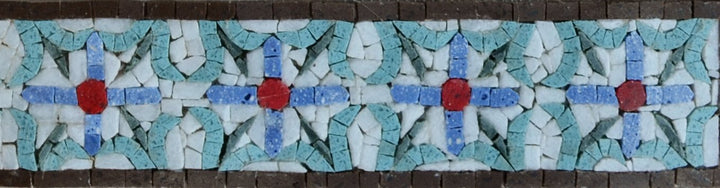 Mosaic Border - Empire Blue Florals
