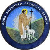 Custom Medallion Mosaic of a Catholic School Sign