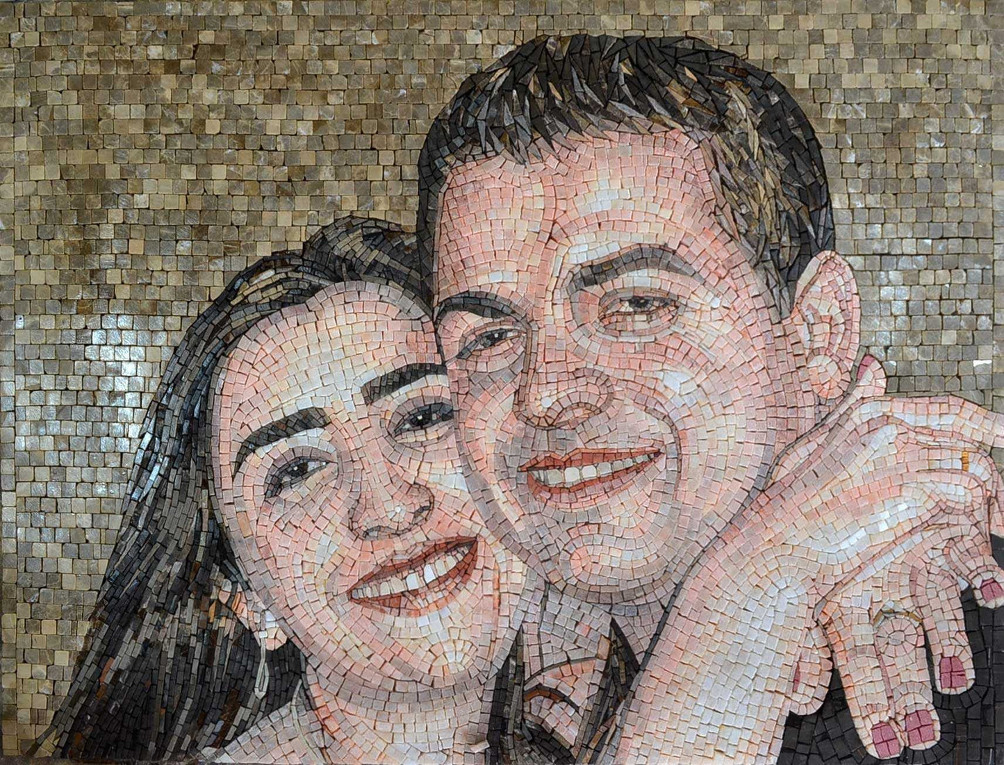 Custom Valentine Portrait on Marble Mosaic
