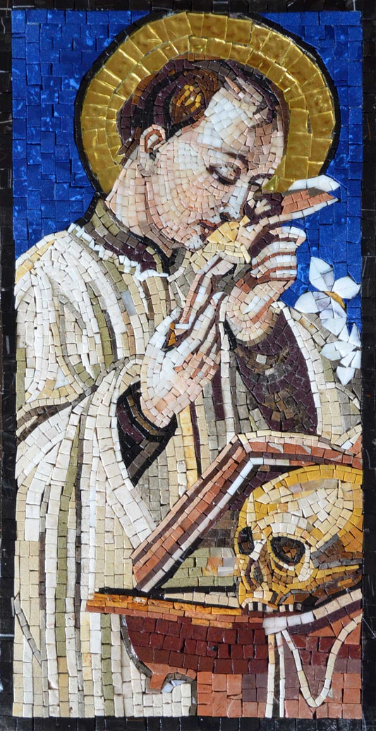 Saint Aloysius Gonzaga Marble Mosaic Icon