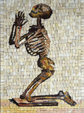 Skeleton praying marble mosaic