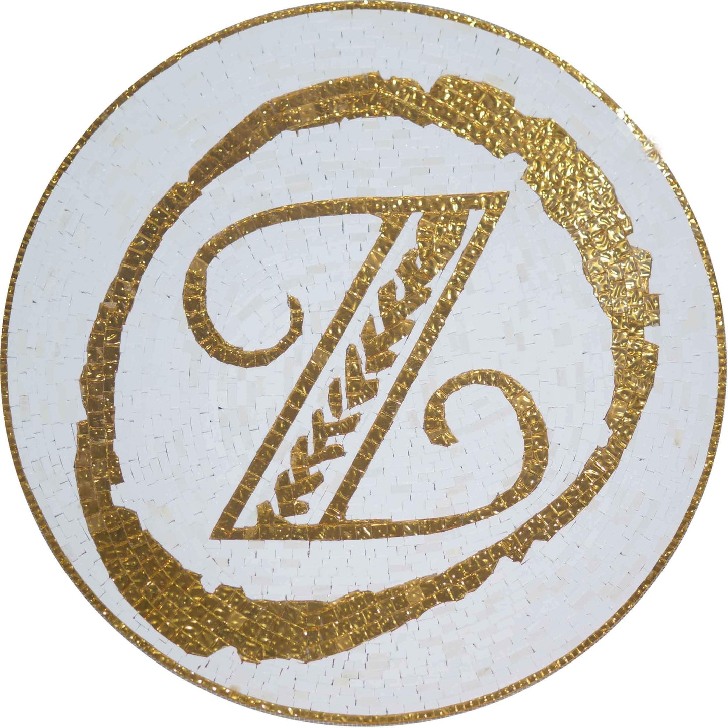 Custom Golden Letter Mosaic Medallion