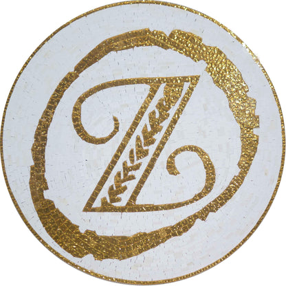 Custom Golden Letter Mosaic Medallion