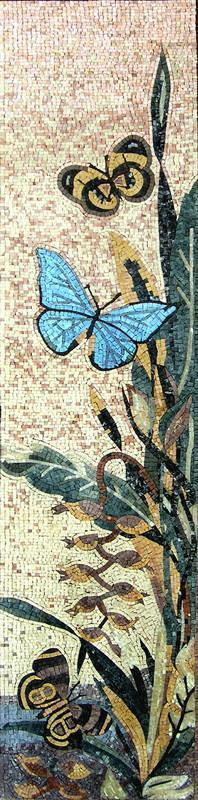 Flowers and Butterflies Mosaic Tile