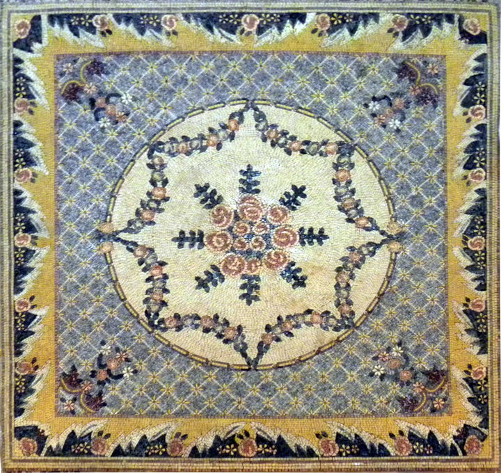Decorative Flower Design Mosaic Rug