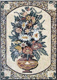 Roman Mosaic Flower Art Scene