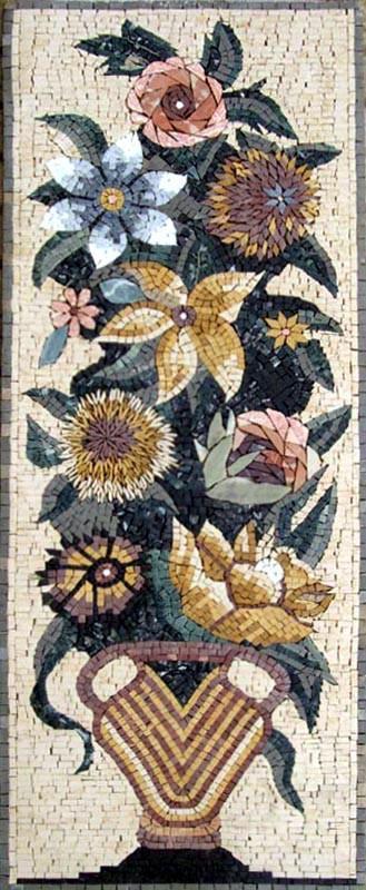 V" Shaped Mosaic Floral Pot "