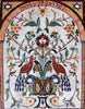 Arched Marble Mosaics - Peafowls by Flowers