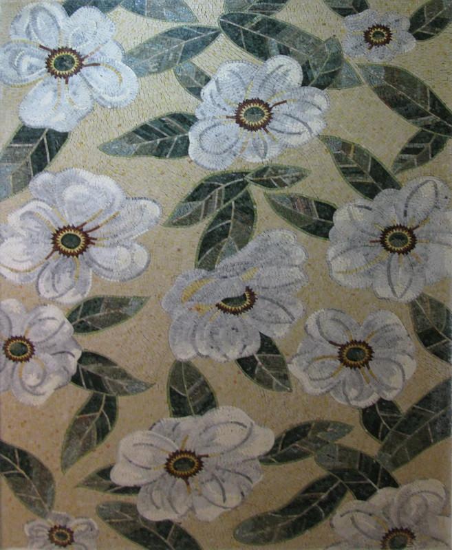 Mosaic Wallpaper- White Aster Flower