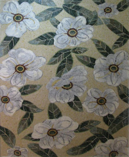 Mosaic Wallpaper- White Aster Flower