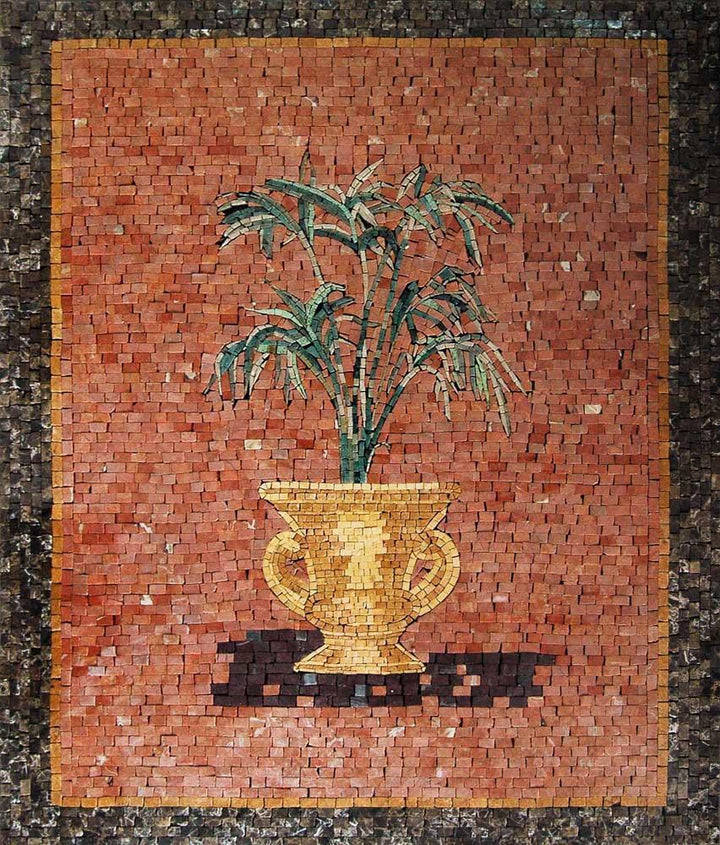 Mosaic Wall Art - Golden Pot