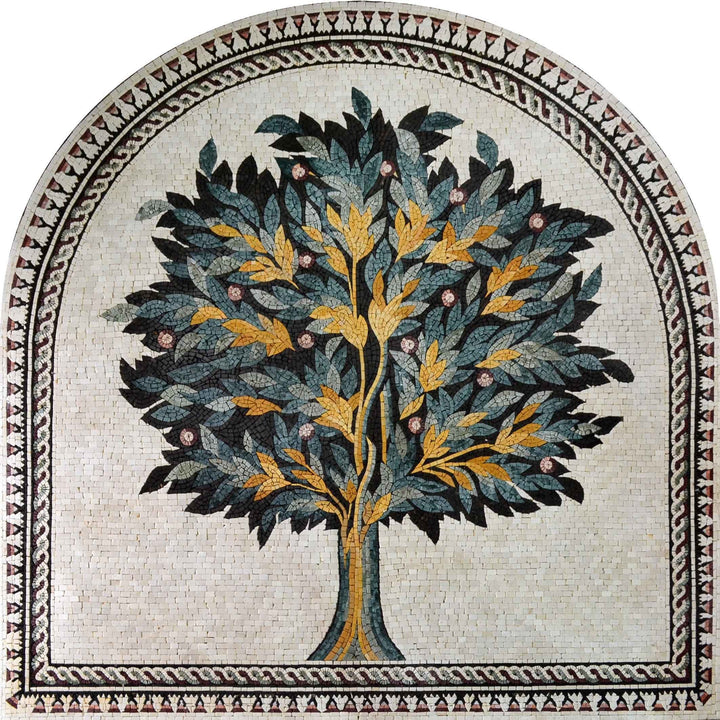 Marble Mosaic - Arched Green Tree