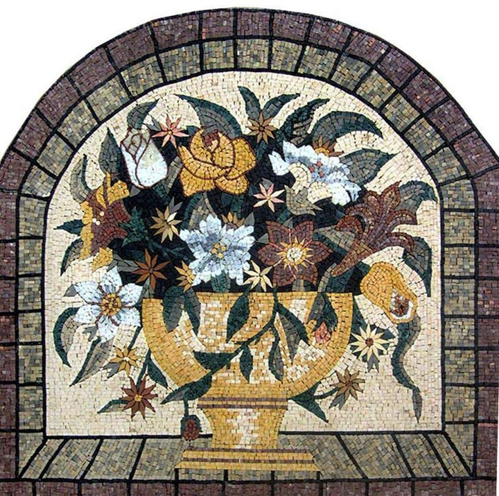 Mosaic Art - The Golden Colored Flower