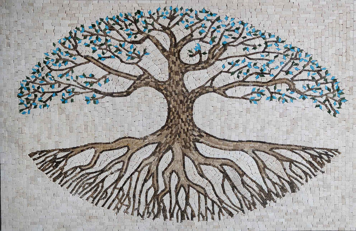 Mosaics Art - Blue Tree Of Life