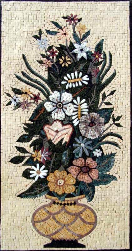 Mosaic Tile Art - Roman Blooms