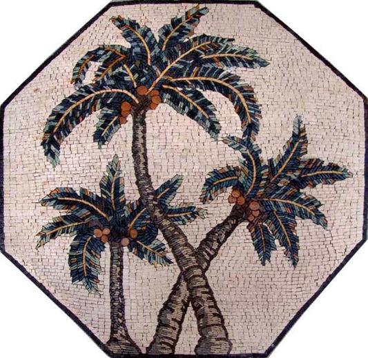 Octagonal Marble Mosaic - Palm Trees