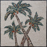 Marble Mosaic Wall Art - Arecaceae Palm Trees