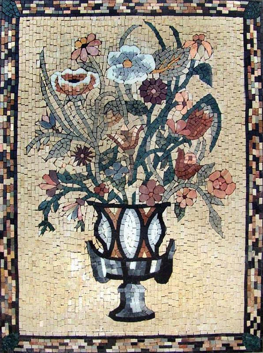 Mosaic Wall Art - Black Hibiscus