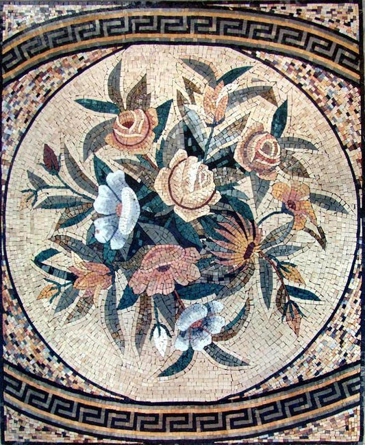 Medallion Mosaic Art - Roses Arrangement