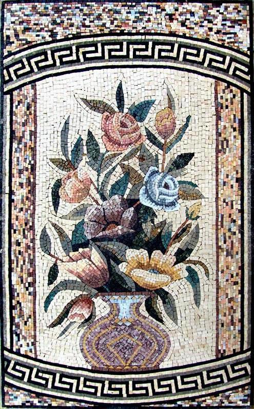 Mosaic Wall Art - Framed Antique Vase