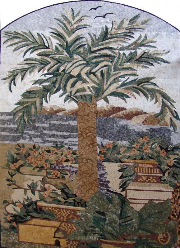Arched Mosaic - Palm Tree