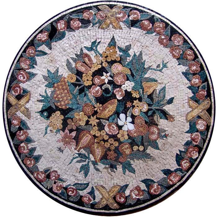 Mosaic Artwork - Medallion Fleur