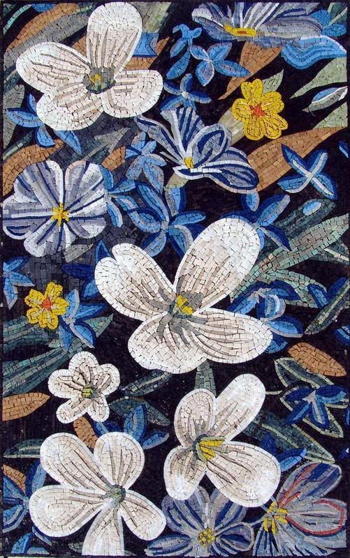 Mosaic Tile Art - Backsplash Lillies