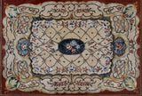 Mosaic Stone Floor Rug Art Tile Handmade Flower