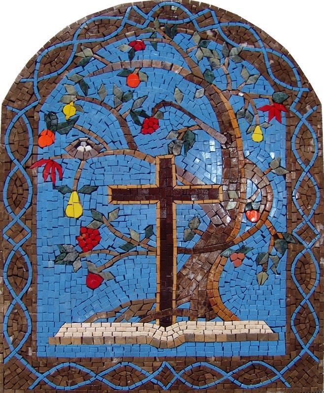 The Holy Cross and tree of life in an Arc Shape design Mosaic
