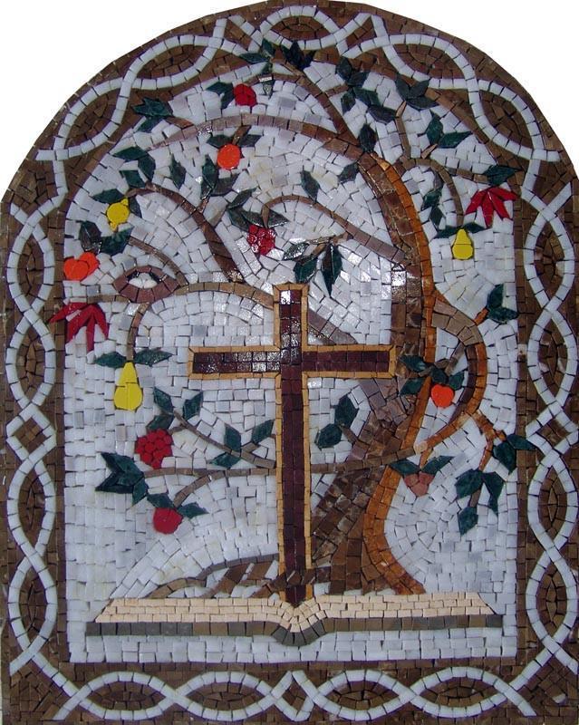 Arched Mosaic Holy Cross and tree of life
