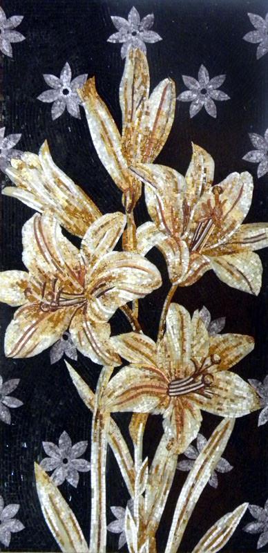 Flower Mosaic Wall Art - Golden Lilies