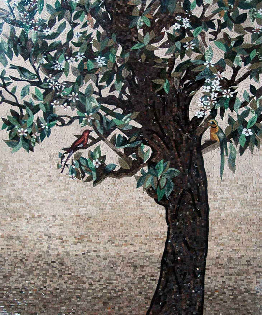 Tree of Life Stone Tile Mosaic Wall Art Mural