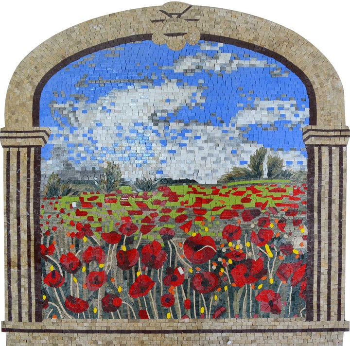 Mosaic Artwork - Poppy Flowers