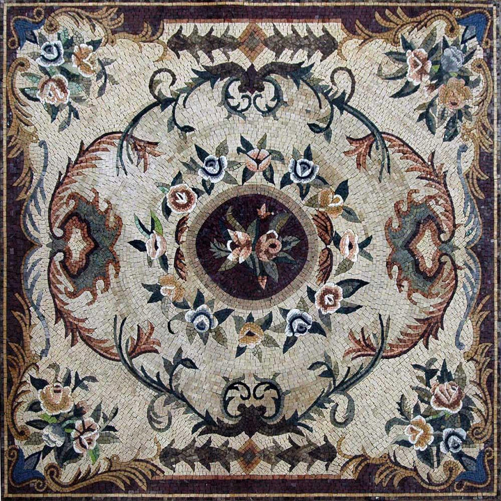 Floral Design Mosaic Marble