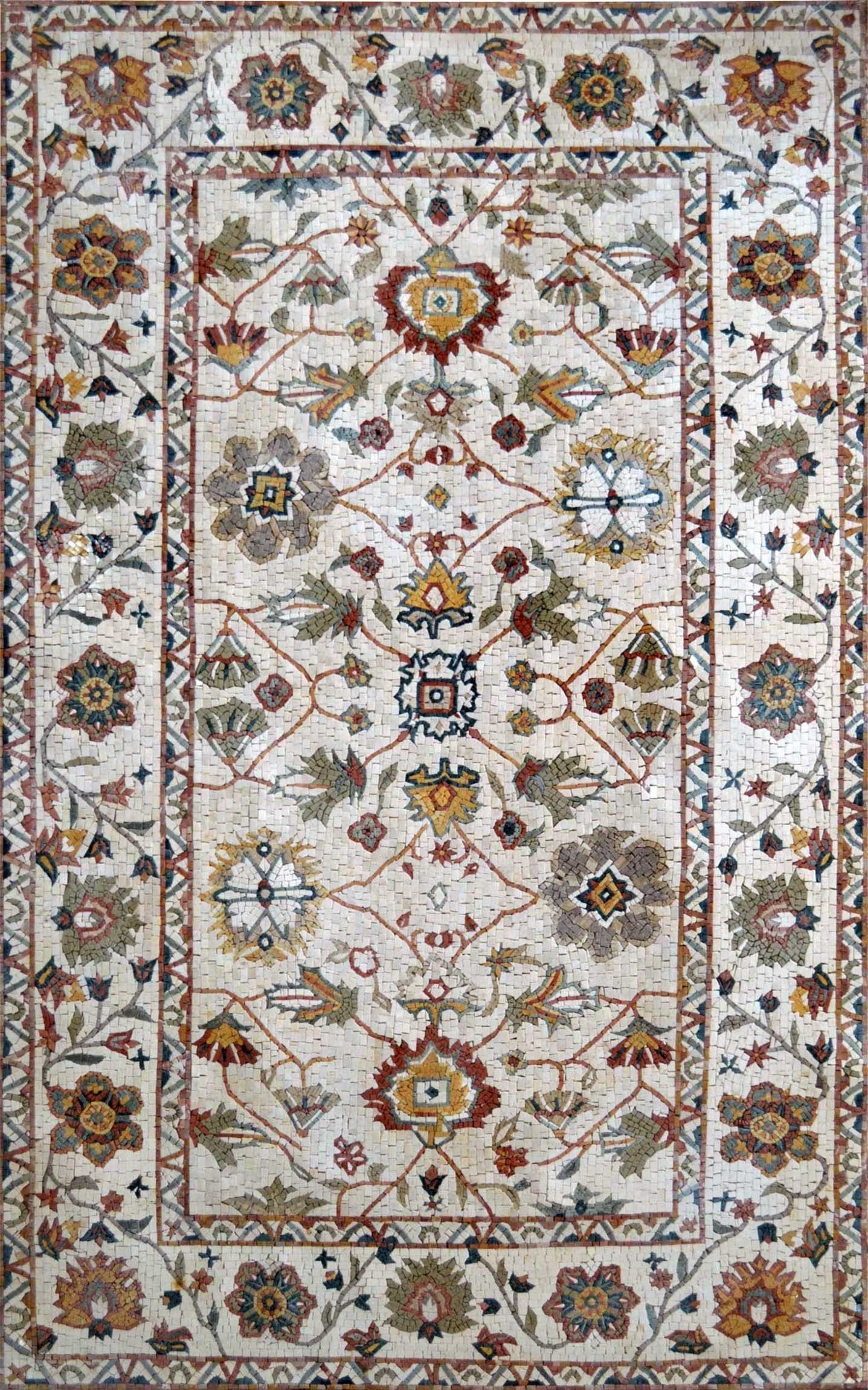 Floral Pattern Mosaic Rug