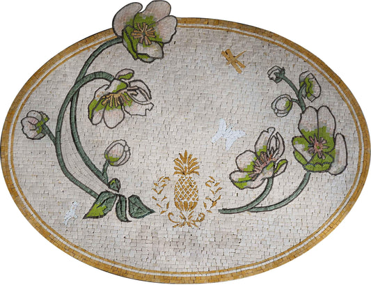 Pinapple and Flowers Mosaic Wall Art