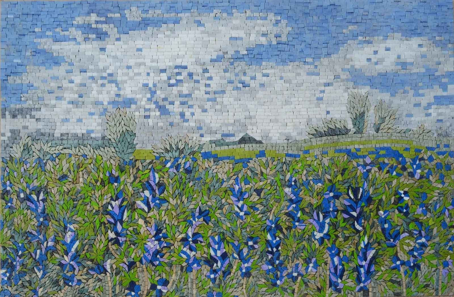 Mosaic Art - Indigo Flower Field