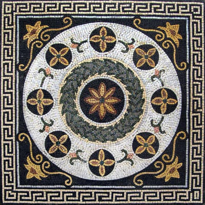 Greco-Roman Floral Panel - Apollo Gray Mosaic