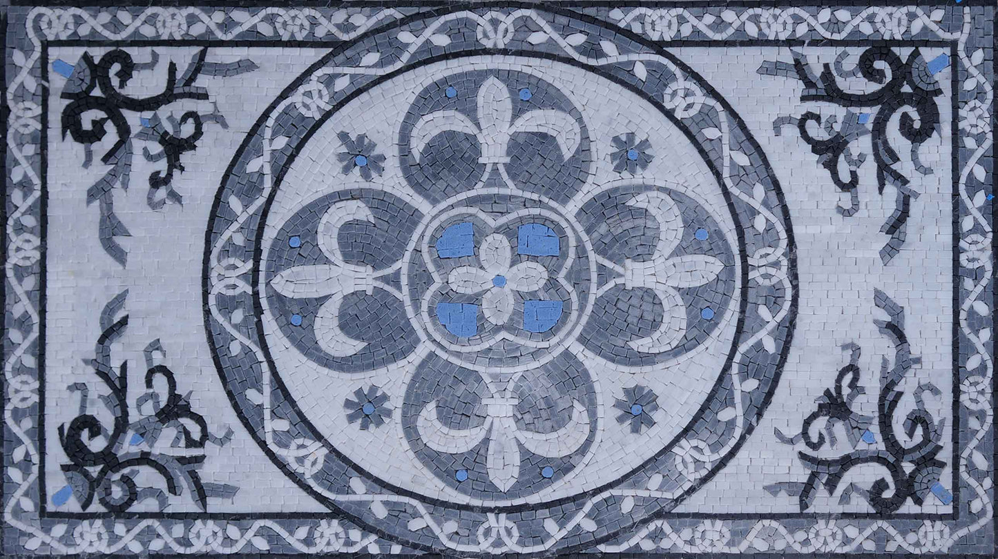 Rectangular Mosaic Rug - Floral Design