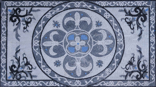 Rectangular Mosaic Rug - Floral Design