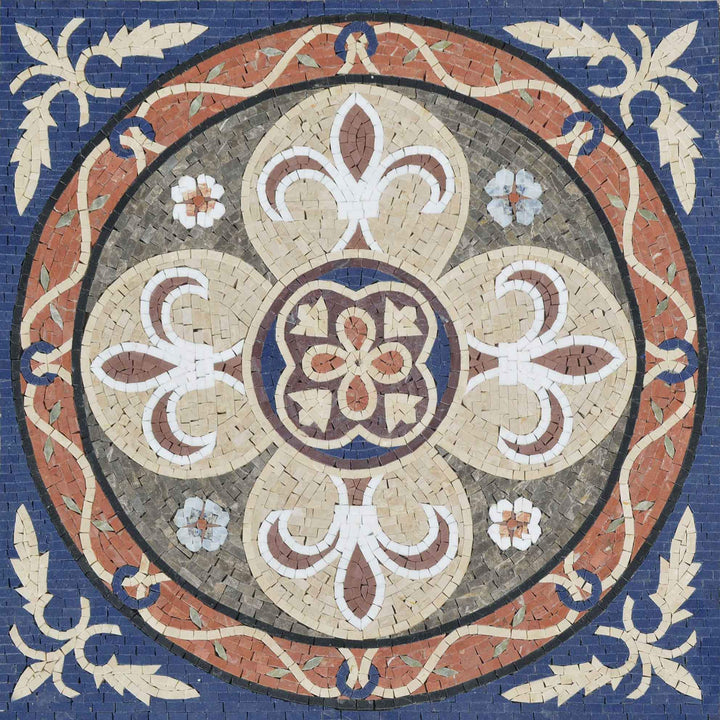 Fleur de Lis Marble Mosaic - Lyla IV