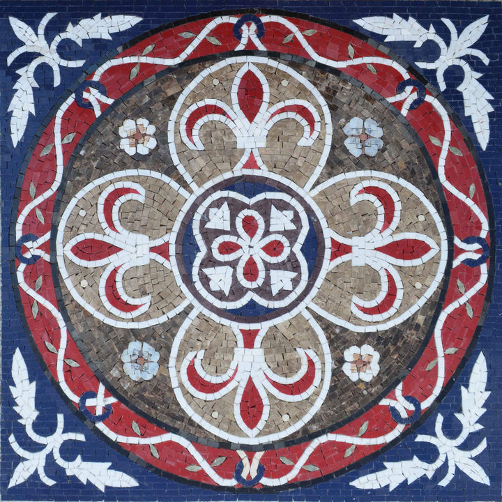 Fleur de Lis Marble Mosaic - Lyla III