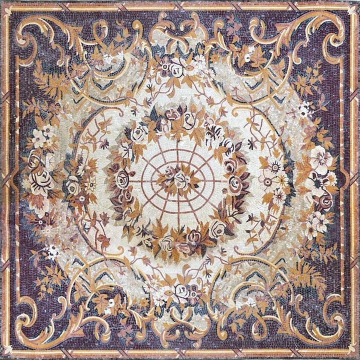 Flowery Rug Marble Mosaic Floor Art Inlay