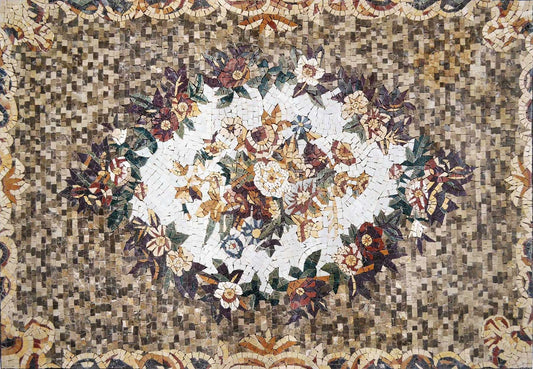 Floral Rectangular Mosaic Rug