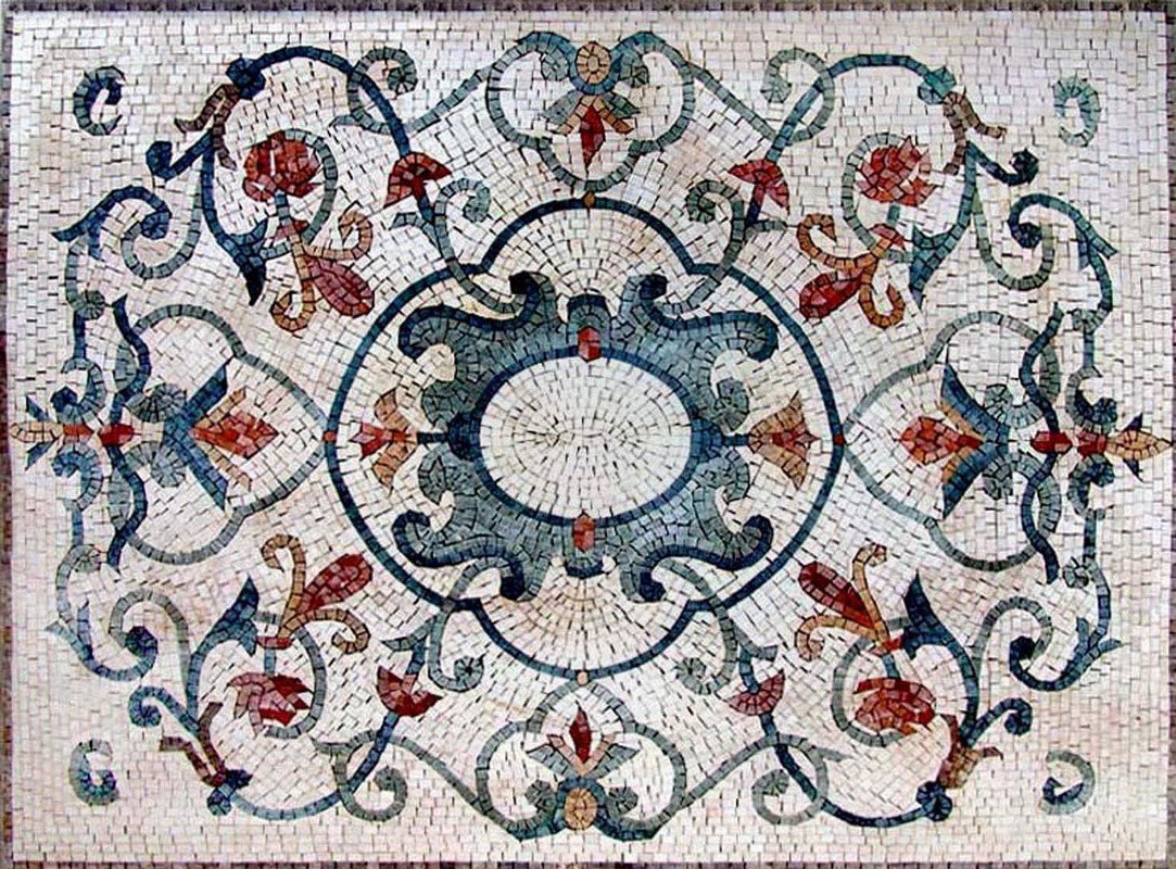 Arabesque Botanical Floor Mosaic - Kali