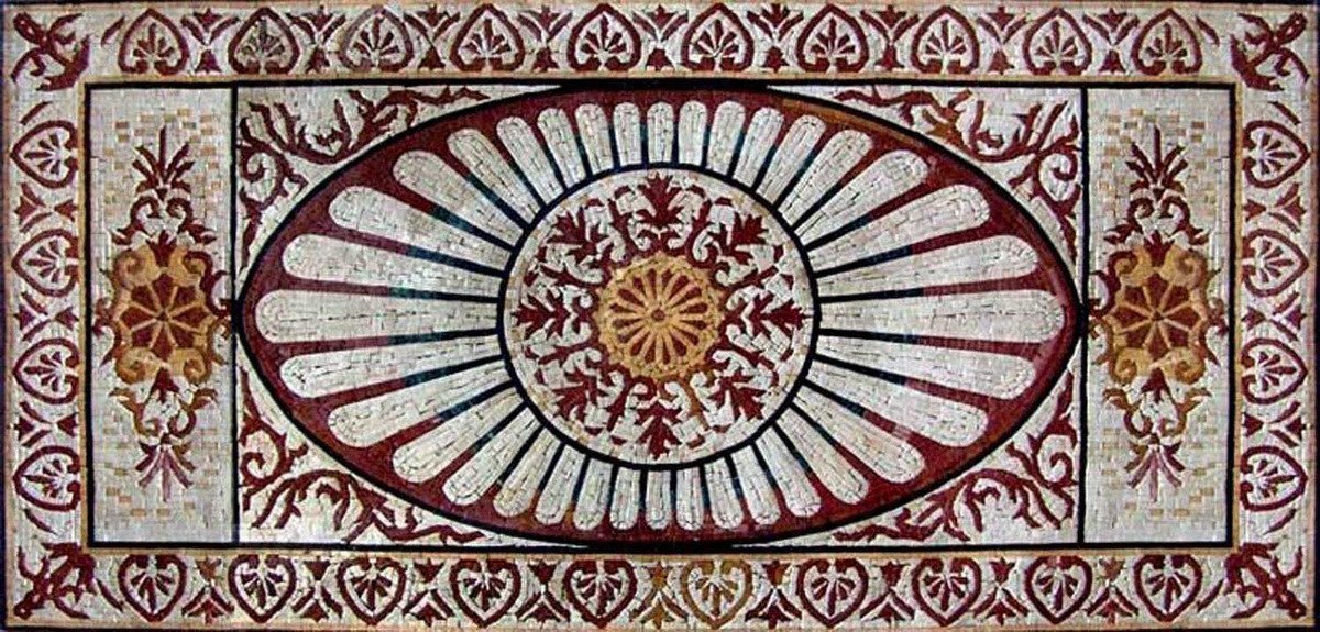 Handmade Mosaic Art Tile Rug Insert