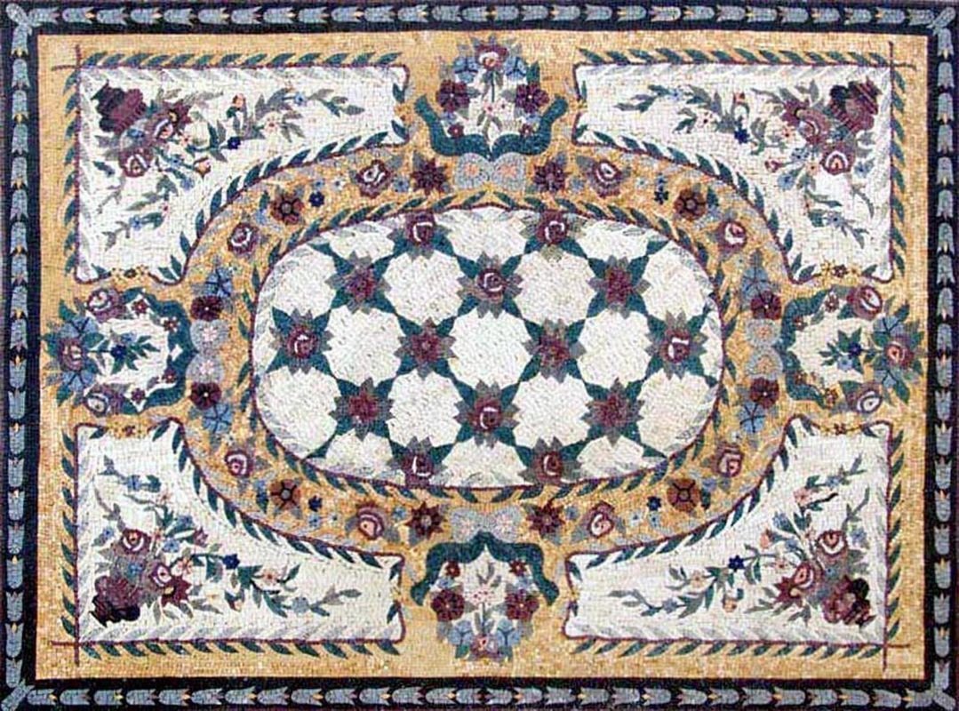 Rectangular Rug Marble Mosaic Floor Decor