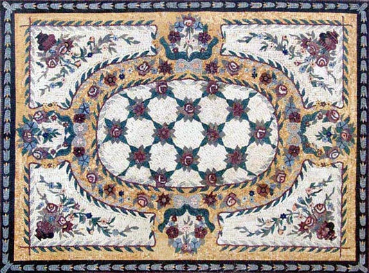 Rectangular Rug Marble Mosaic Floor Decor